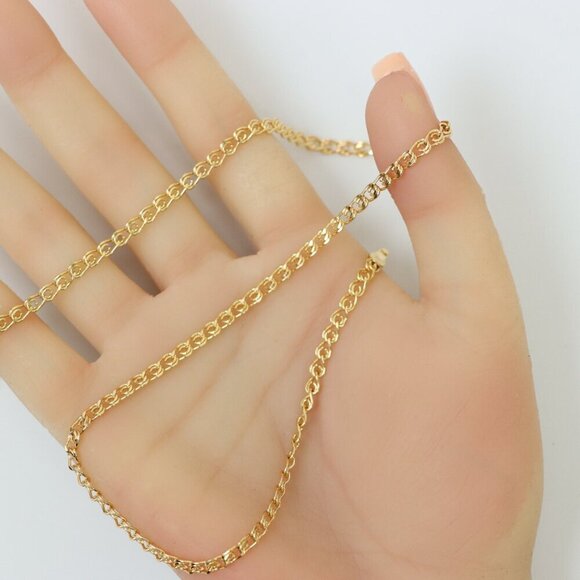 "Shiny Rose Gold Curb Chain Necklace with Sleek Polished Finish , XPNL0175 - Picture 3 of 12